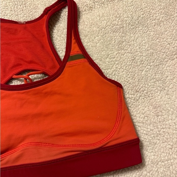 Lululemon Sweaty Or Not Sports Bra Racerback Strappy Cut Out Coral Alarming - Picture 3 of 13
